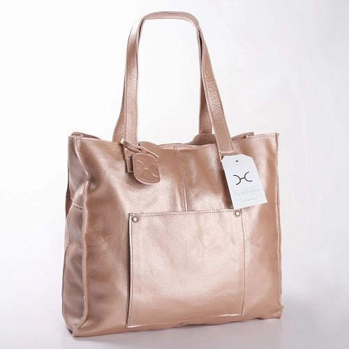 Clearance Blowout Perfect Gift Offer Thandana Zippered Tote Metallic Leather Handbag