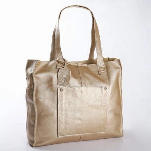Mega Hot Offer Thandana Zippered Tote Metallic Leather Handbag