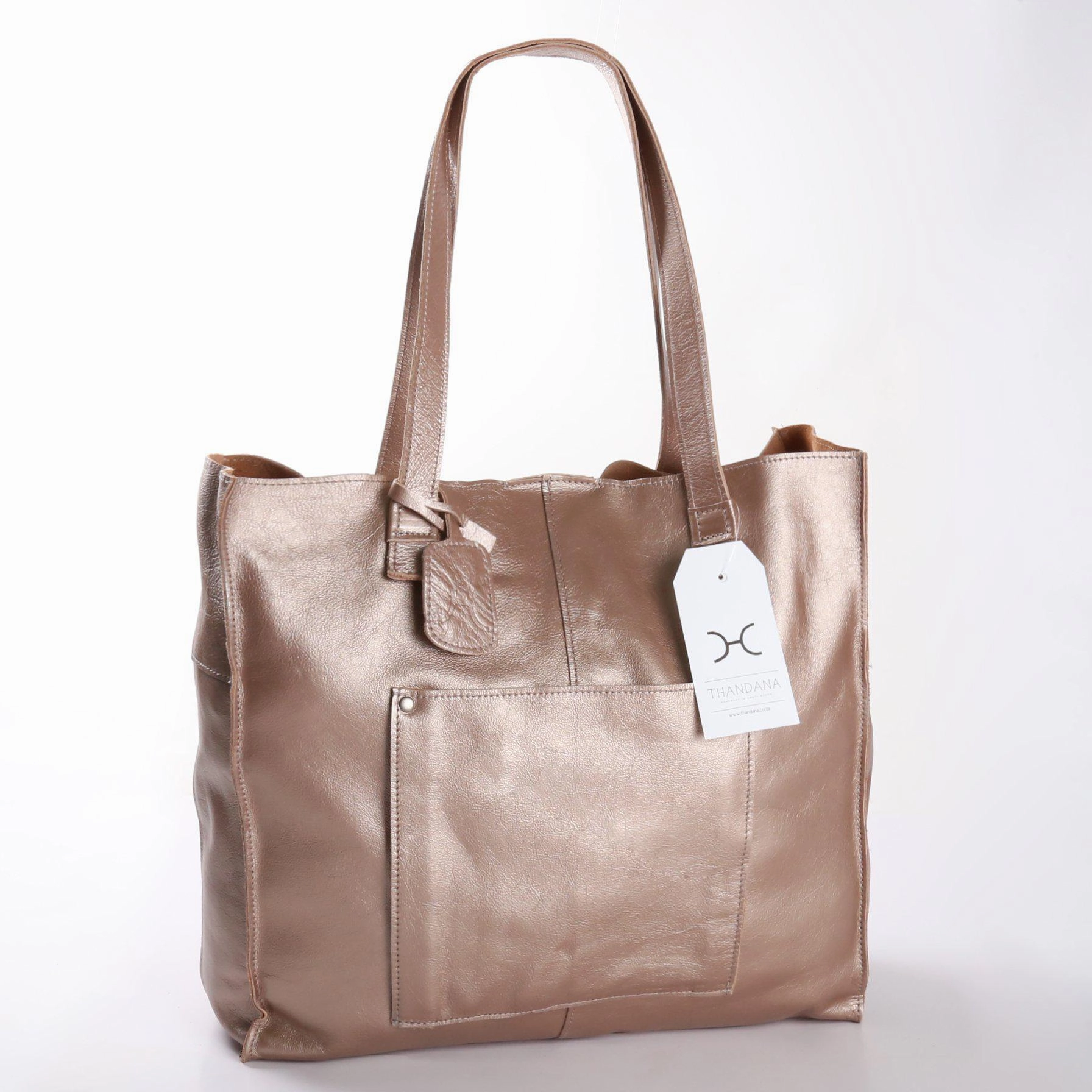 Hot Pick of the Day MustHave Items Thandana Zippered Tote Metallic Leather Handbag