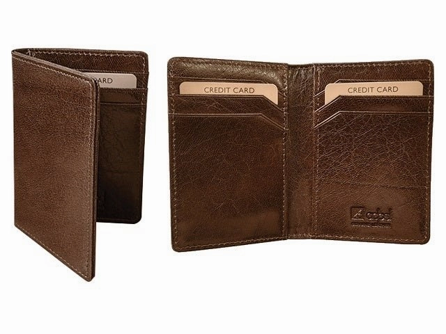 Limited Stock Alert Adpel Vitello Leather Bifold Business Card Holder | Brown