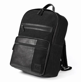 Weekend Flash Offer MustHave Deal Kaili Mood Canvas Leather Laptop Backpack Black