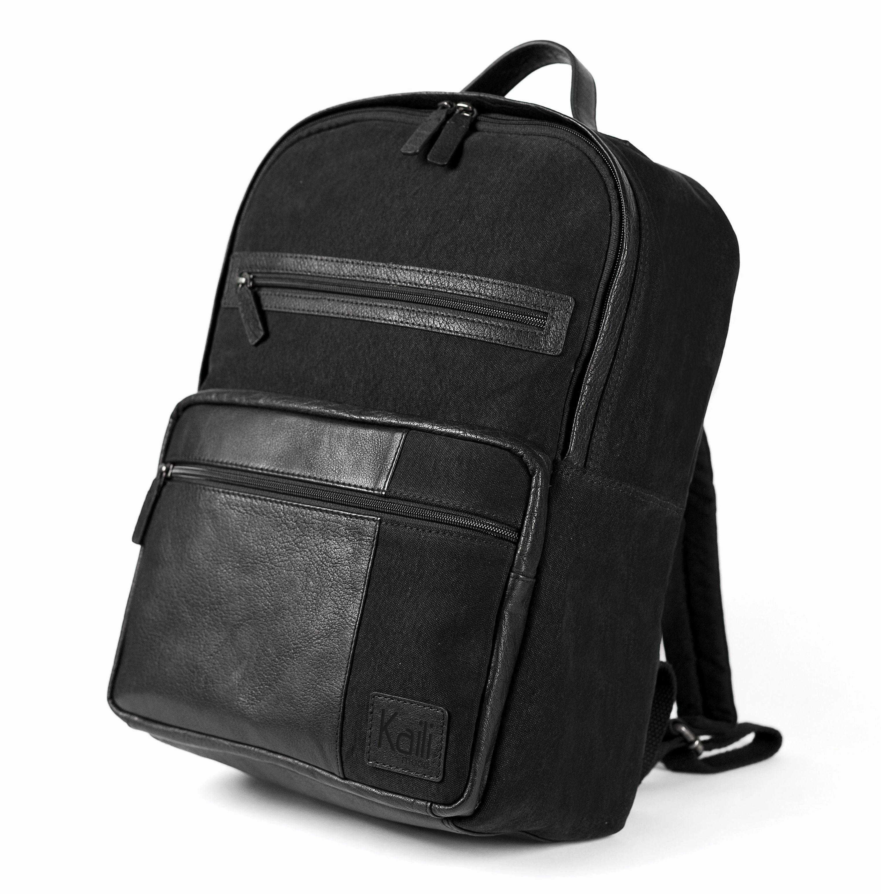 Weekend Flash Offer MustHave Deal Kaili Mood Canvas Leather Laptop Backpack Black