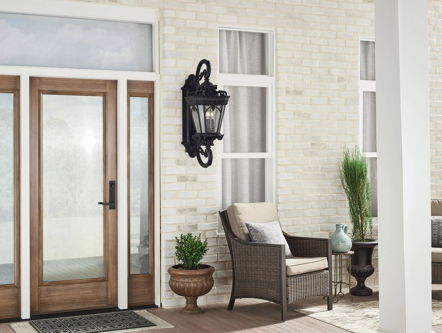 Tournai Four Light Outdoor Wall Mount Textured Black