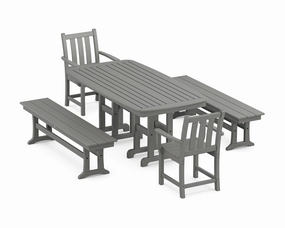 Traditional Garden 5-Piece Dining Set with Benchesoutdoor patio furniture set