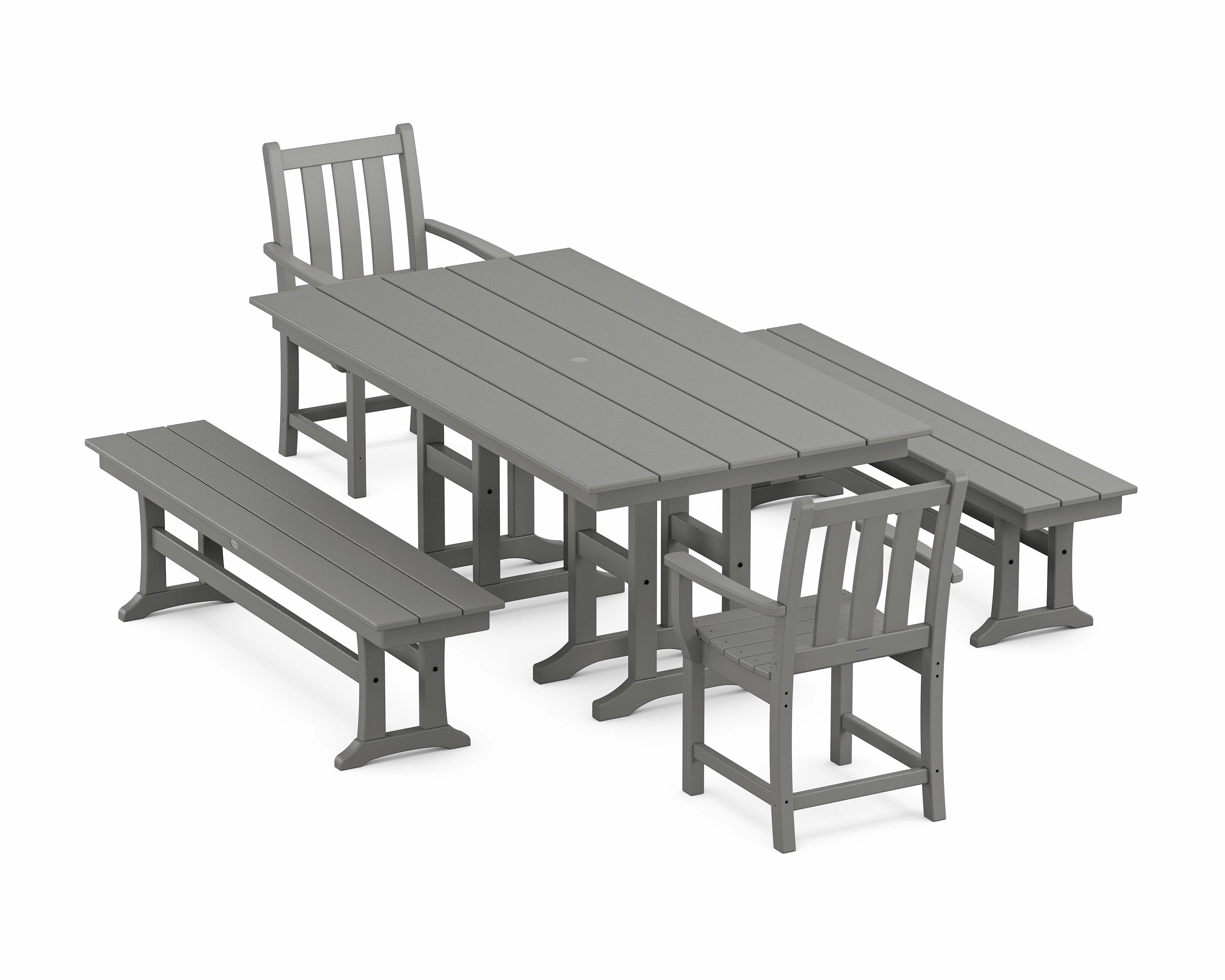 Traditional Garden 5-Piece Farmhouse Dining Set with Benchesoutdoor patio furniture set