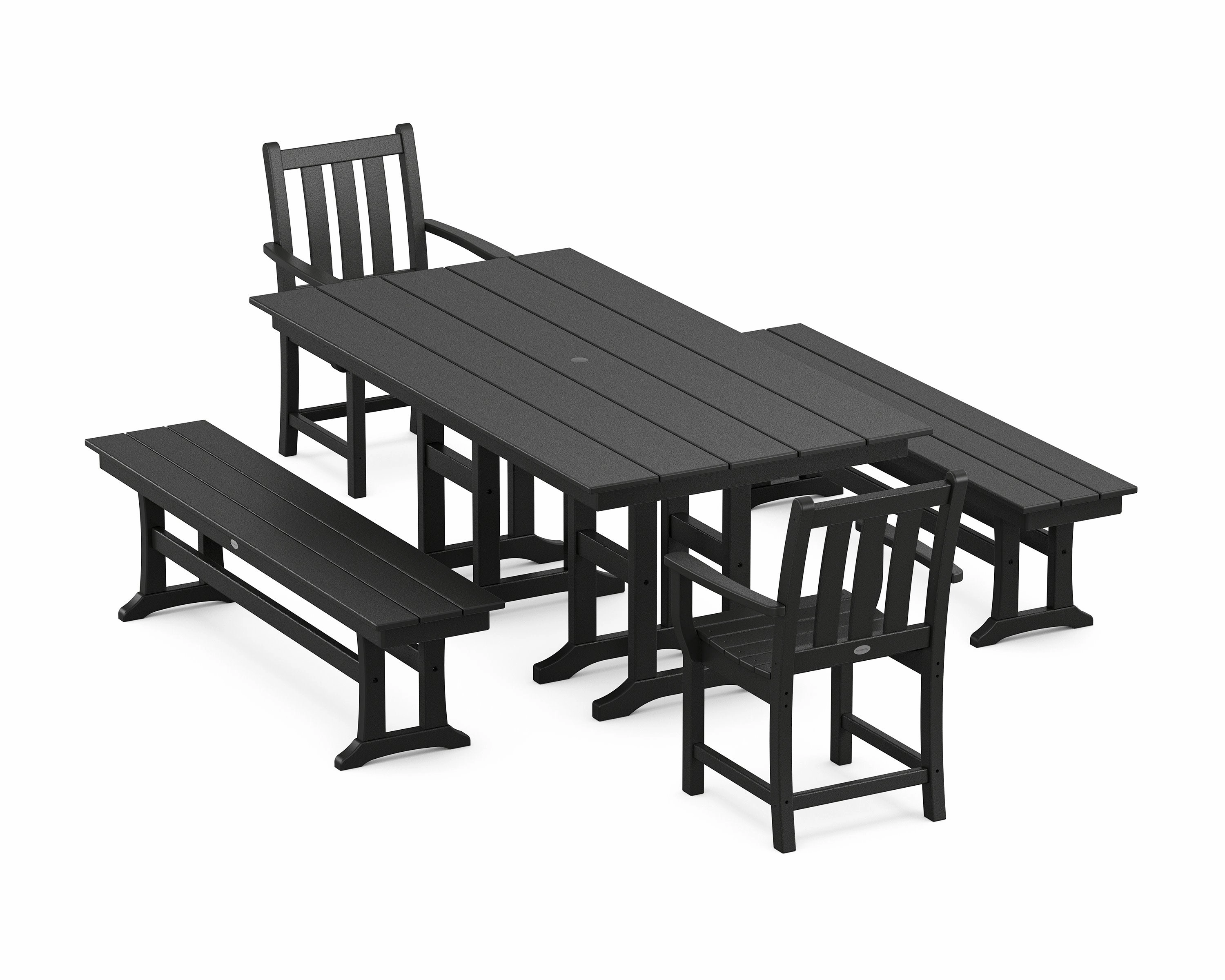 Traditional Garden 5-Piece Farmhouse Dining Set with Benches
