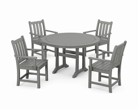 Traditional Garden 5-Piece Round Dining Set with Trestle Legsoutdoor patio furniture set