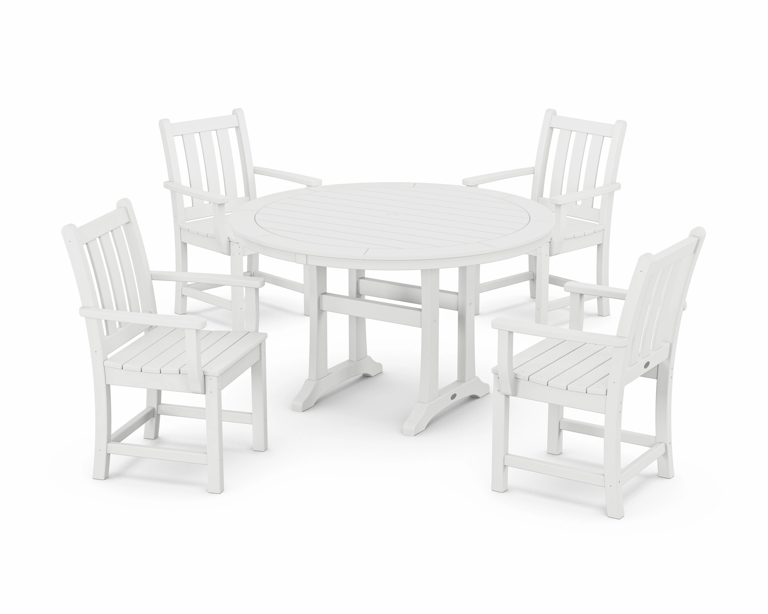 Traditional Garden 5-Piece Round Dining Set with Trestle Legs