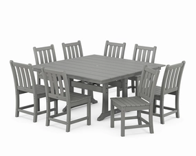 Traditional Garden 9-Piece Farmhouse Trestle Dining Setoutdoor patio furniture set