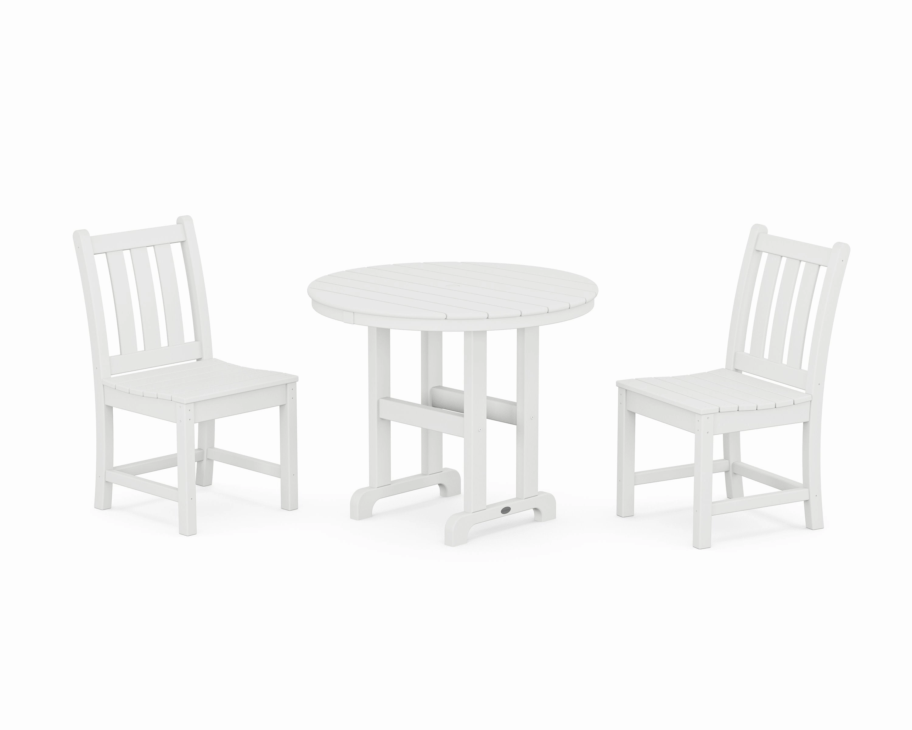Traditional Garden Side Chair 3-Piece Round Dining Set