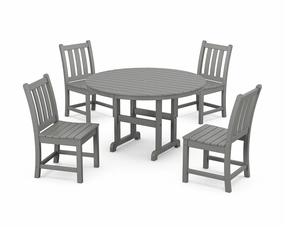 Traditional Garden Side Chair 5-Piece Round Farmhouse Dining Setoutdoor patio furniture set