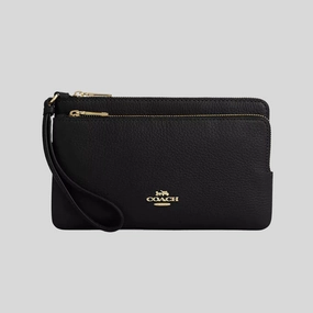Today Only Hot Sale Coach Double Zip Wallet Black Cu919