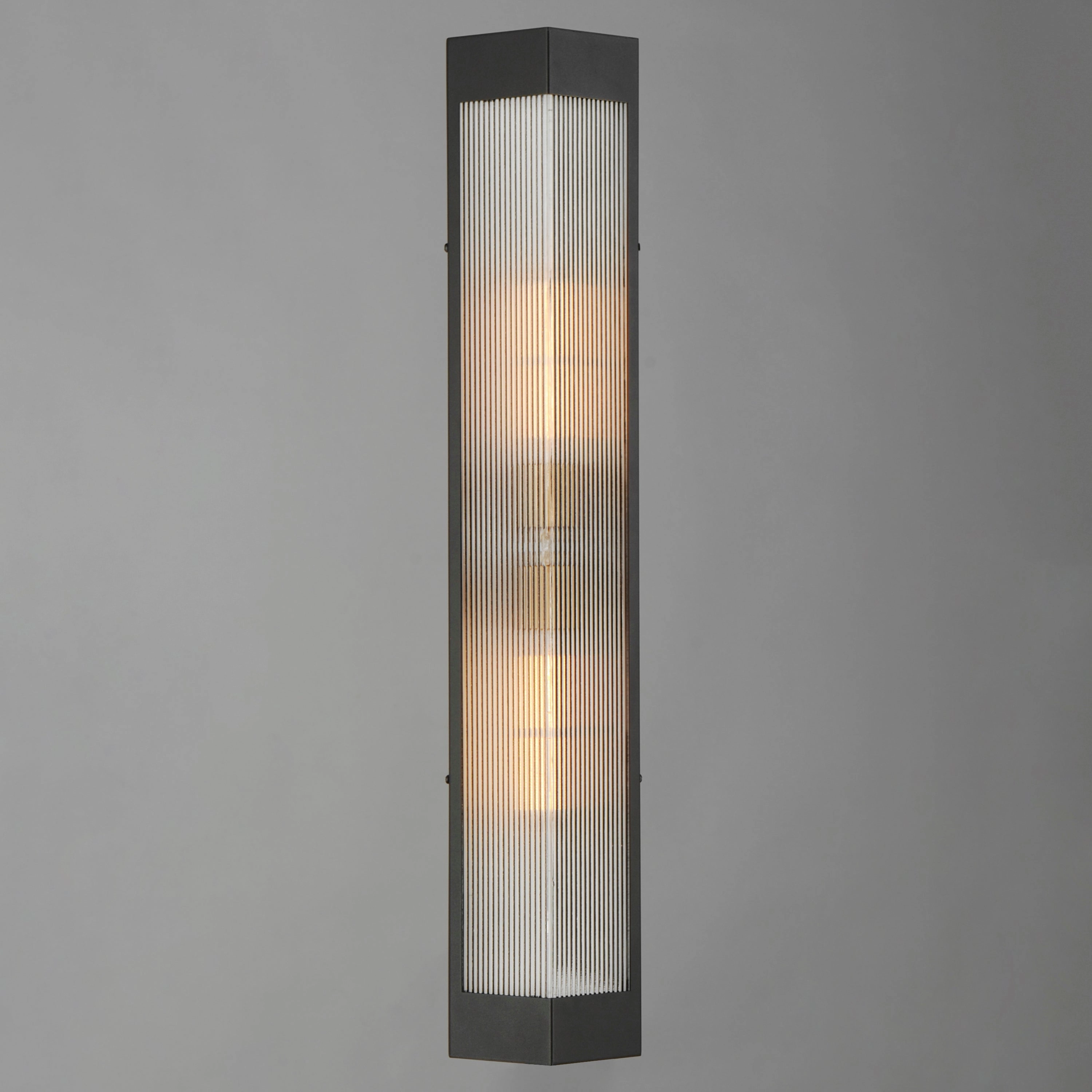 Triform Two Light Outdoor Wall Sconce Black / Antique Brass