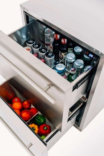 TrueFlame 24" 5.3C Deluxe Two-Drawer Outdoor Rated Fridge AMD-RFR-24D-R-A