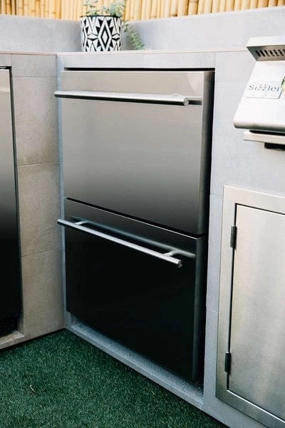 TrueFlame 24" 5.3C Deluxe Two-Drawer Outdoor Rated Fridge AMD-RFR-24D-R-A