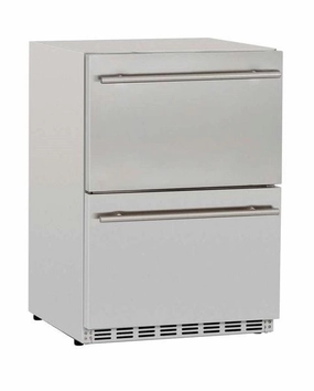 TrueFlame 24" 5.3C Deluxe Two-Drawer Outdoor Rated Fridge AMD-RFR-24D-R-A outdoor beverage cooler with wheels
