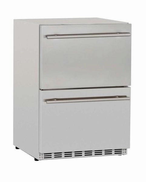 TrueFlame 24" 5.3C Deluxe Two-Drawer Outdoor Rated Fridge AMD-RFR-24D-R-A outdoor beverage cooler with wheels