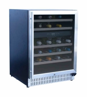 TrueFlame 24" Outdoor Rated Dual Zone Wine Cooler AMD-RFR-24WD outdoor beverage cooler with wheels