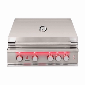 TrueFlame 32" 4 Burner Built-In Gas Grill TF32 stainless steel BBQ grill with side table