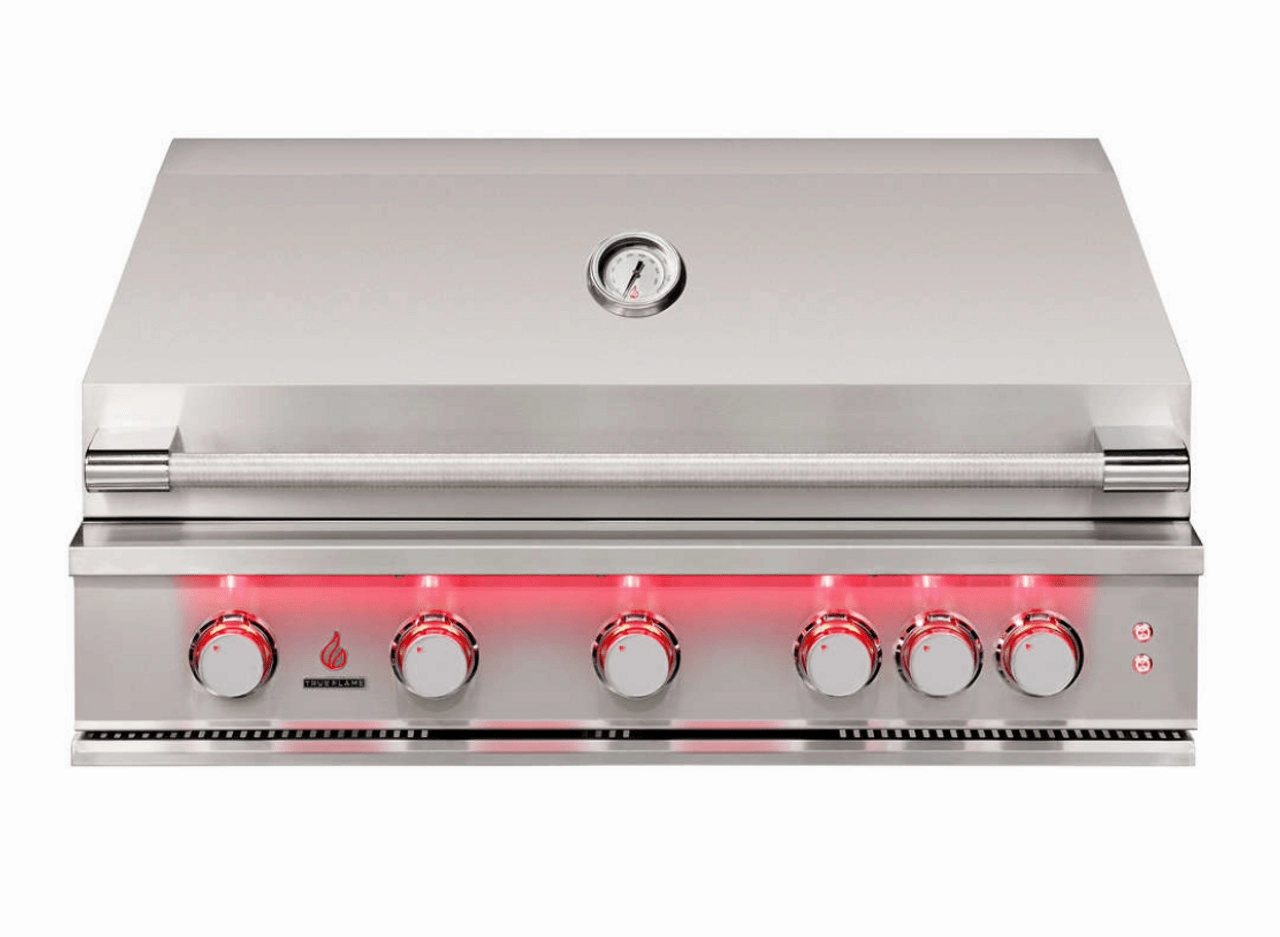 TrueFlame 40" 5 Burner Built-In Gas Grill TF40 stainless steel BBQ grill with side table