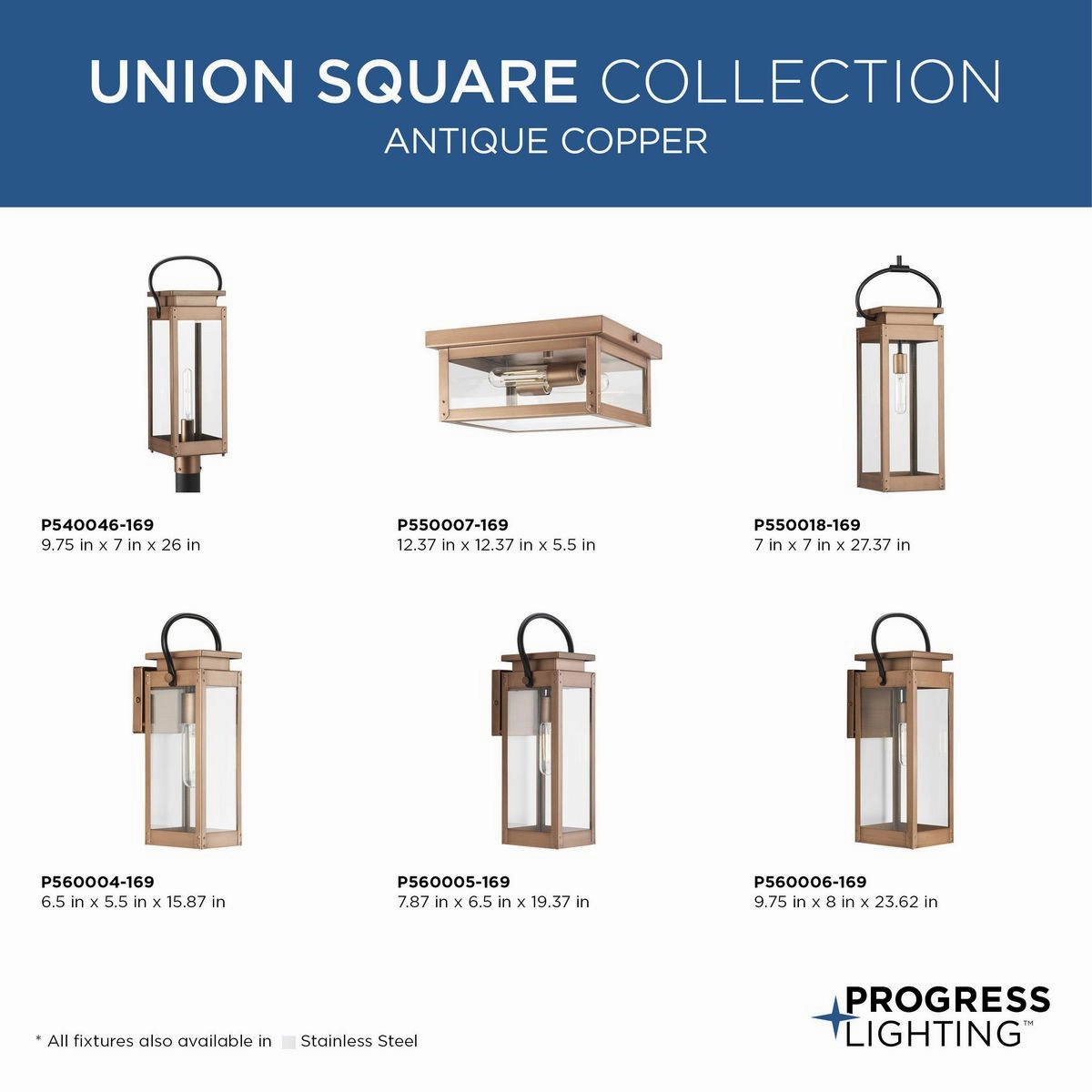 Union Square One Light Outdoor Wall Lantern Antique Copper (Painted)