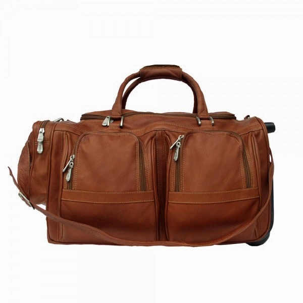 Surprise Offer Now Piel Leather Duffel With Pockets On Wheels Assorted Colors