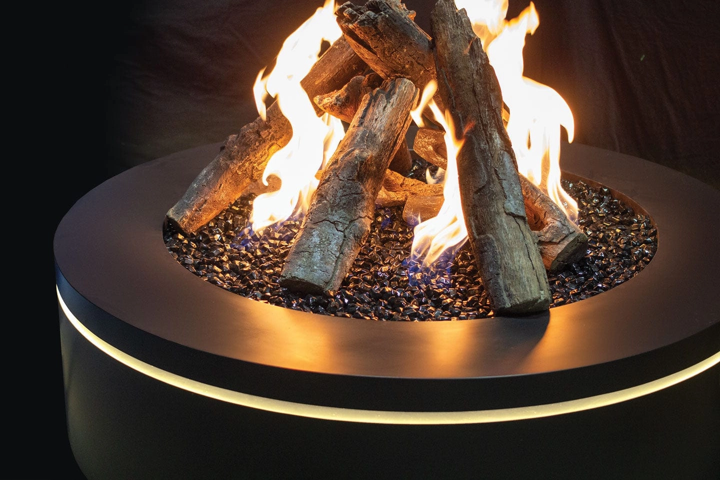 Urbana Luxury Halo 40" Round Black Stainless Steel Gas Fire Pit URUFP40RSB24