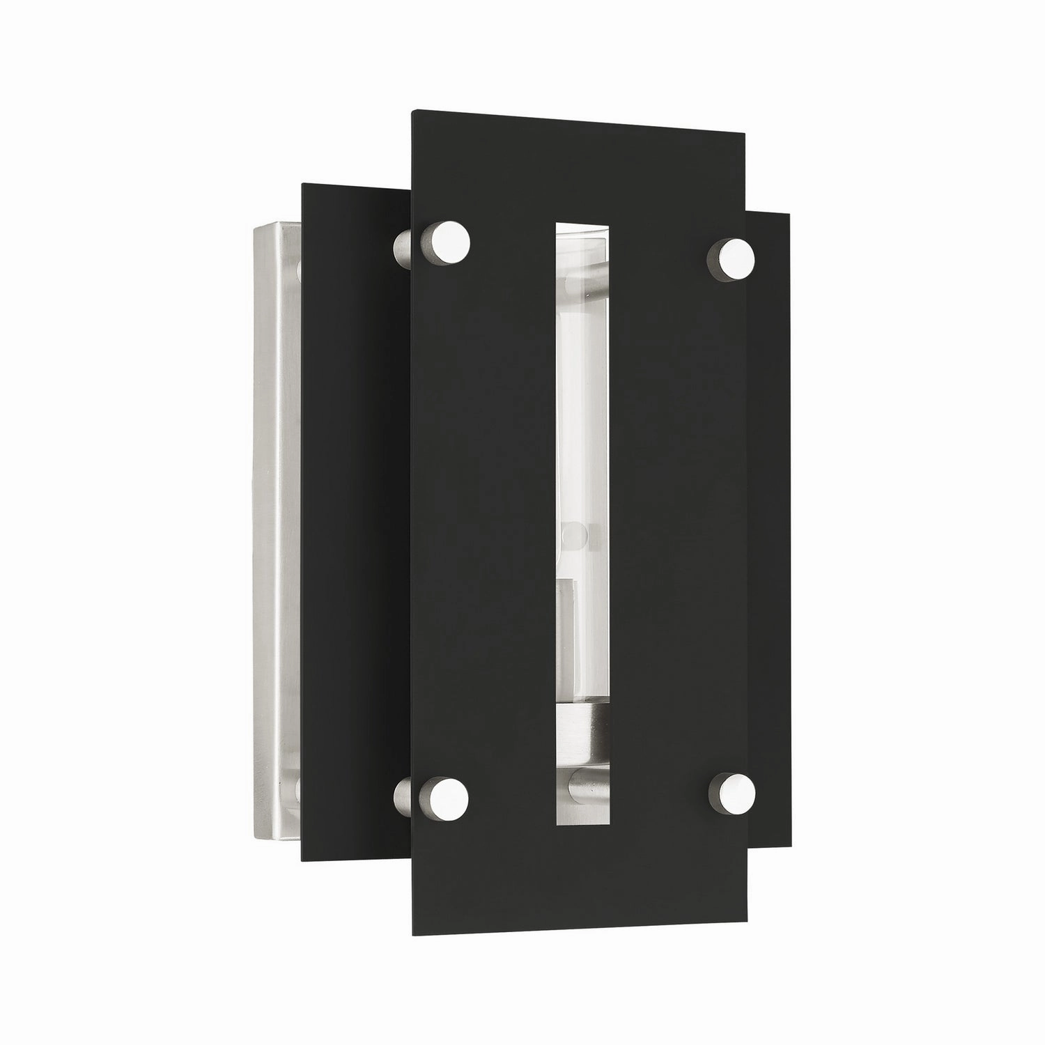 Utrecht One Light Outdoor Wall Lantern Black w/ Brushed Nickels