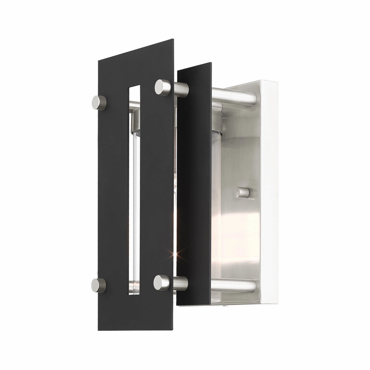 Utrecht One Light Outdoor Wall Lantern Black w/ Brushed Nickels