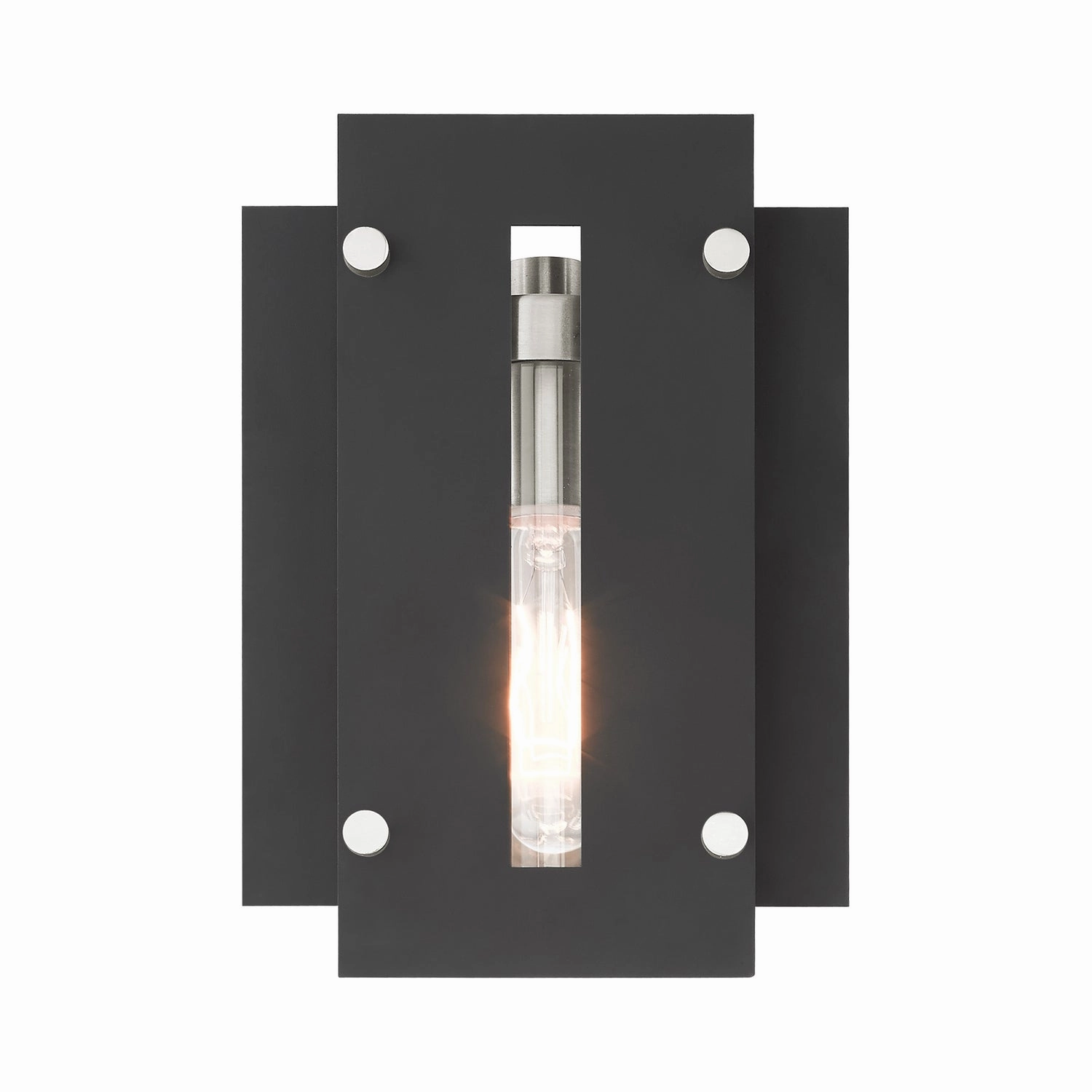 Utrecht One Light Outdoor Wall Lantern Black w/ Brushed Nickels