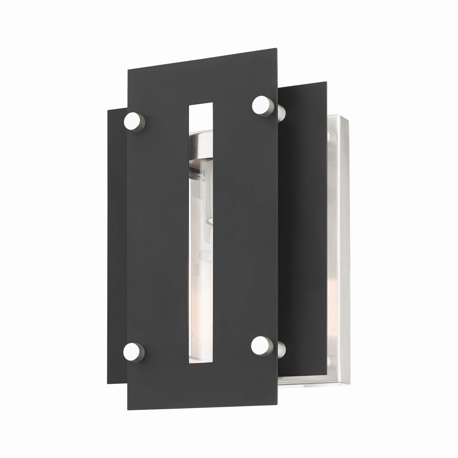 Utrecht One Light Outdoor Wall Lantern Black w/ Brushed Nickels
