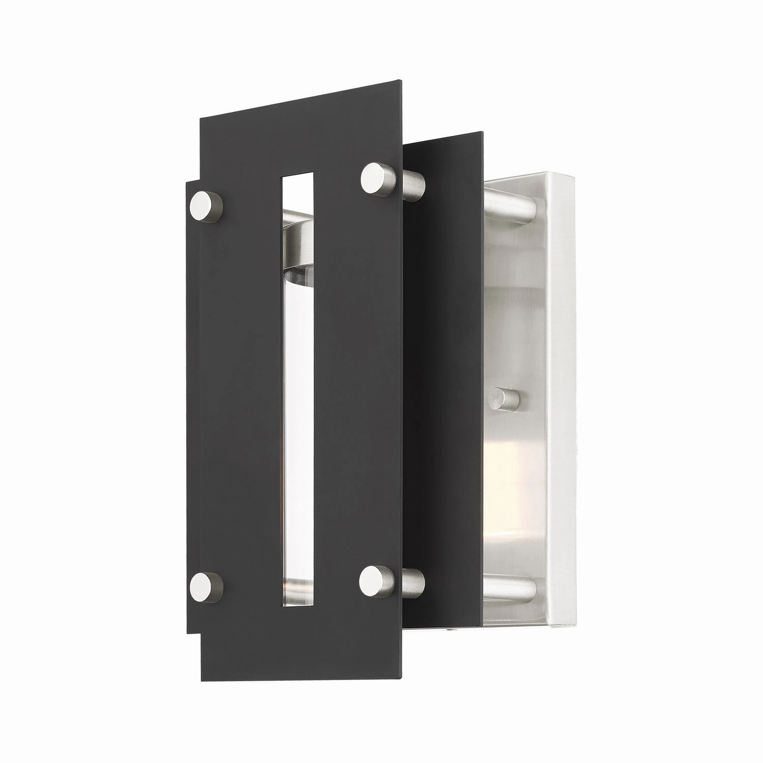 Utrecht One Light Outdoor Wall Lantern Black w/ Brushed Nickels