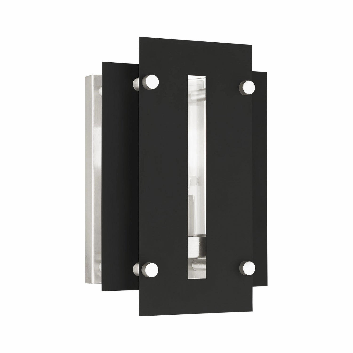 Utrecht One Light Outdoor Wall Lantern Black w/ Brushed NickelsOutdoor wall sconces with motion sensor