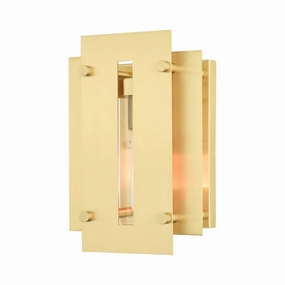 Utrecht One Light Outdoor Wall Lantern Satin BrassOutdoor wall sconces with motion sensor