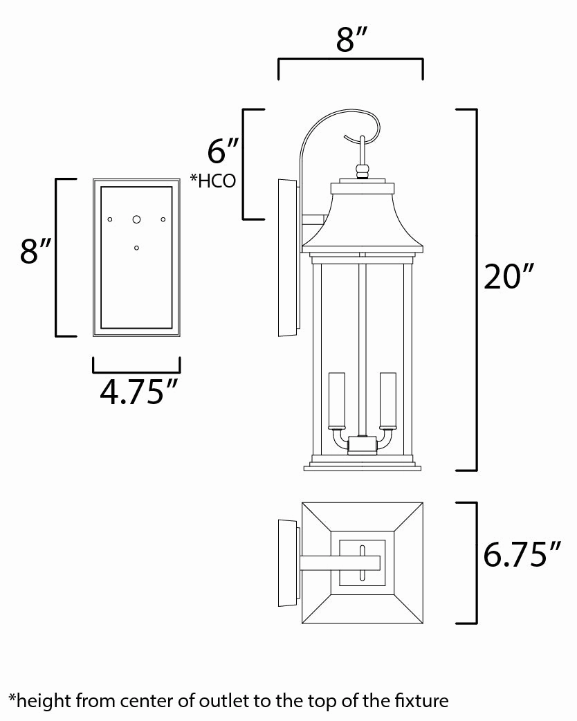 Vicksburg Two Light Outdoor Wall Lantern Black