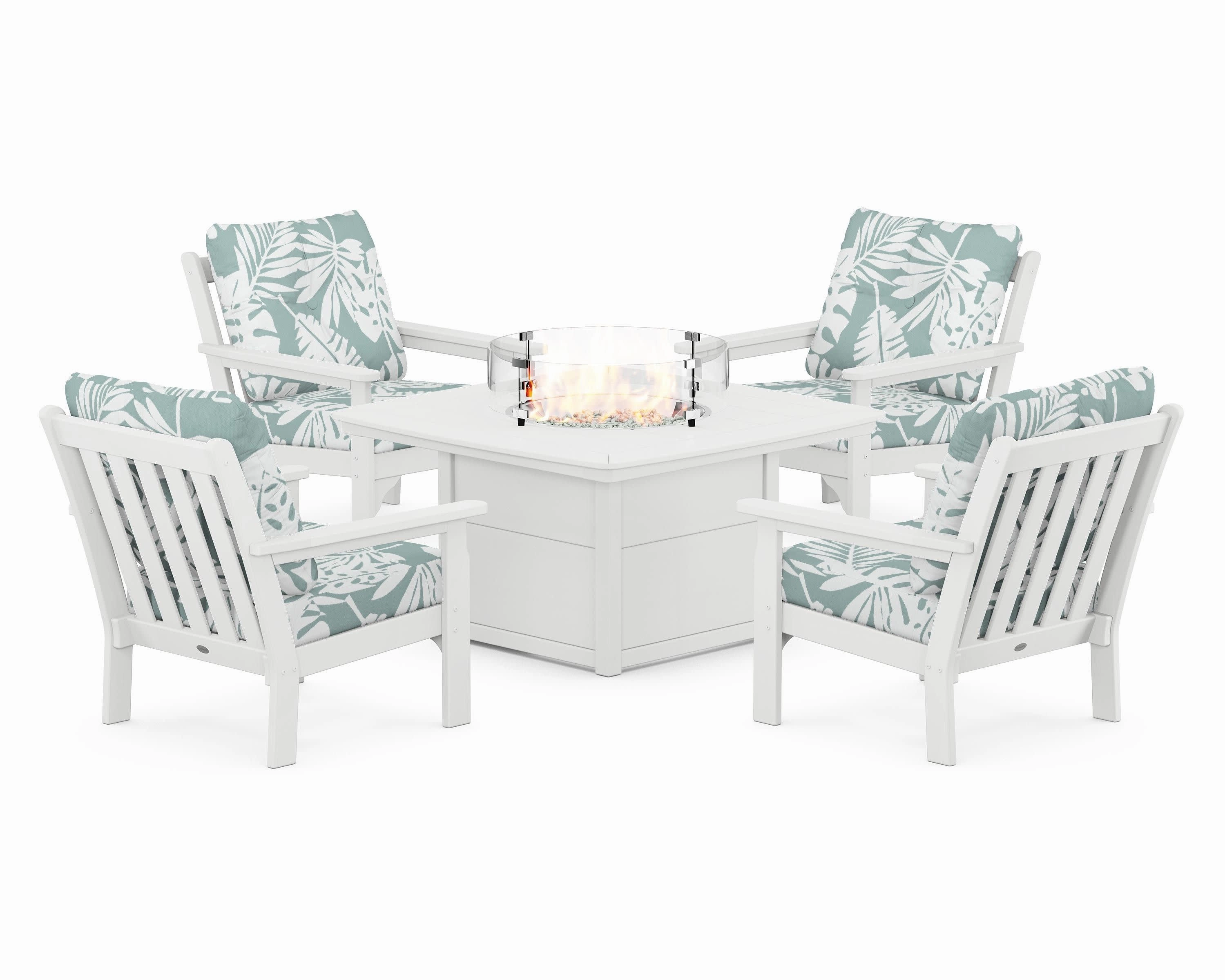 Vineyard 5-Piece Conversation Set with Fire Pit Table