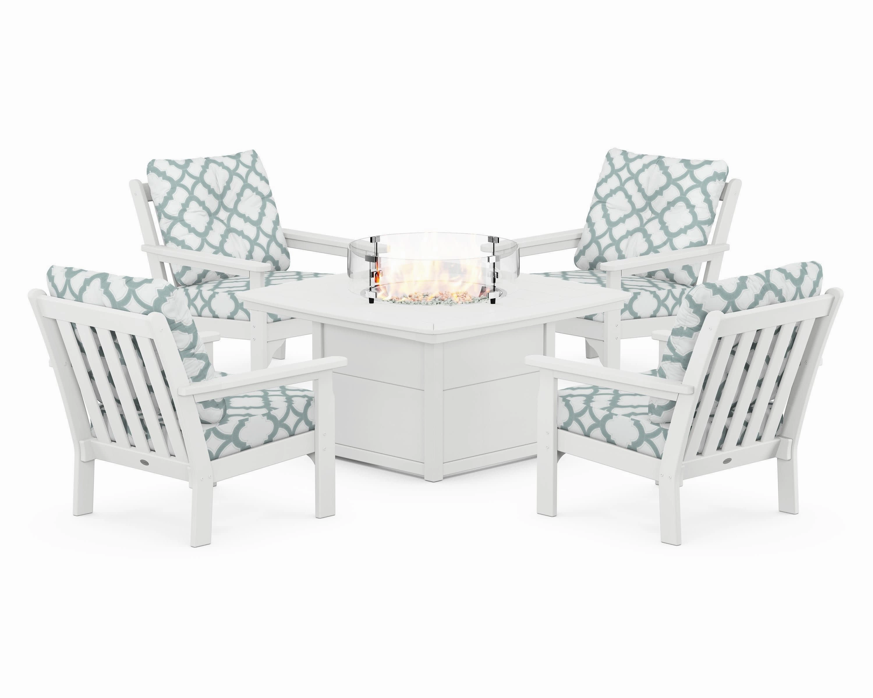 Vineyard 5-Piece Conversation Set with Fire Pit Table