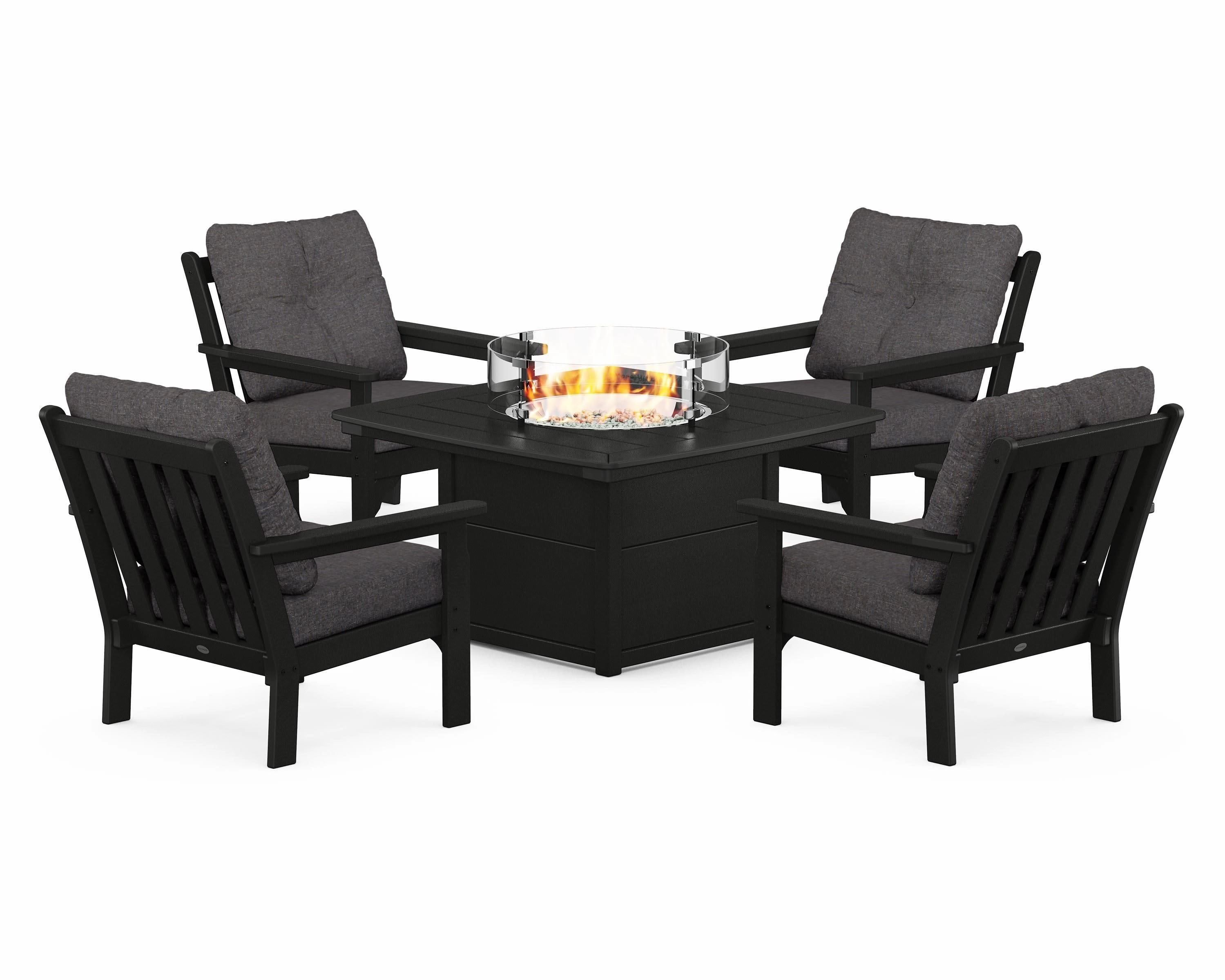 Vineyard 5-Piece Conversation Set with Fire Pit Table