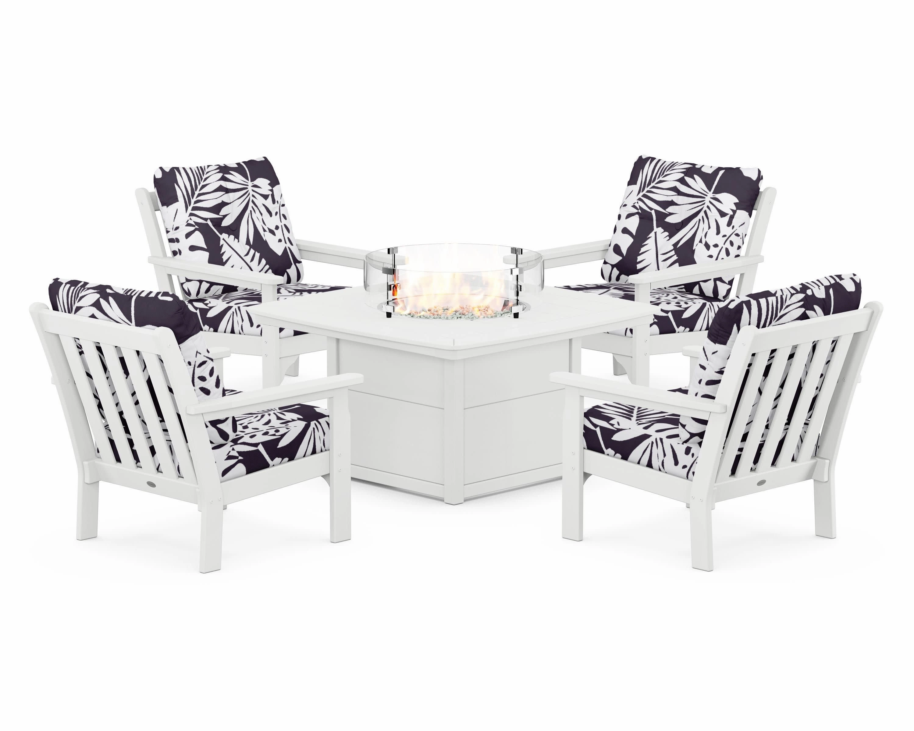 Vineyard 5-Piece Conversation Set with Fire Pit Table