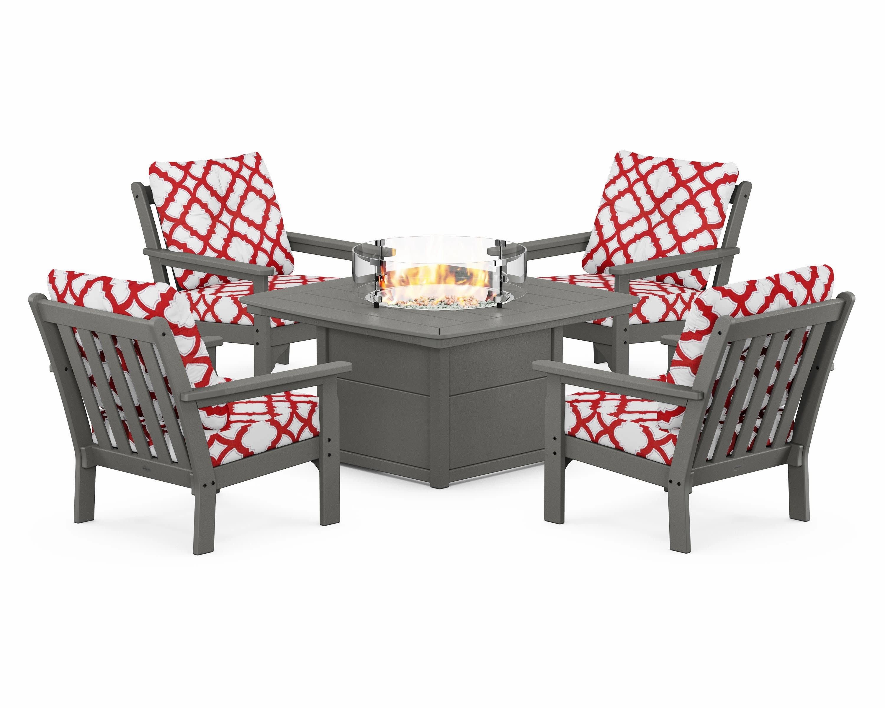 Vineyard 5-Piece Conversation Set with Fire Pit Table