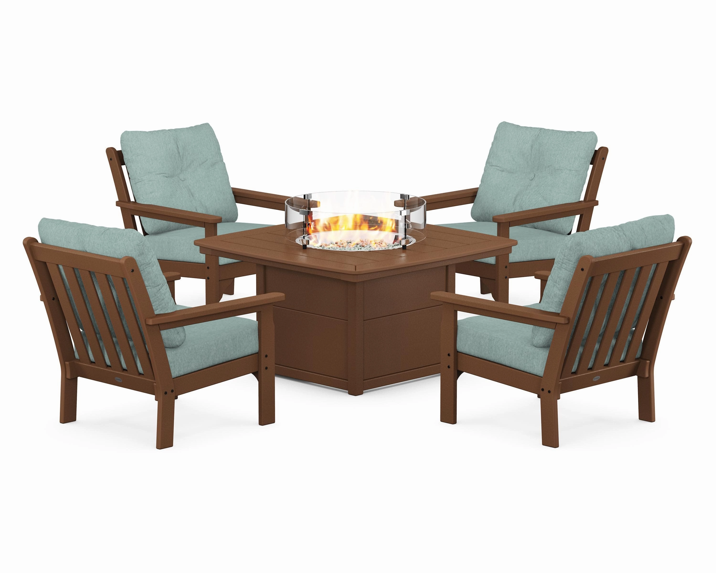 Vineyard 5-Piece Conversation Set with Fire Pit Table