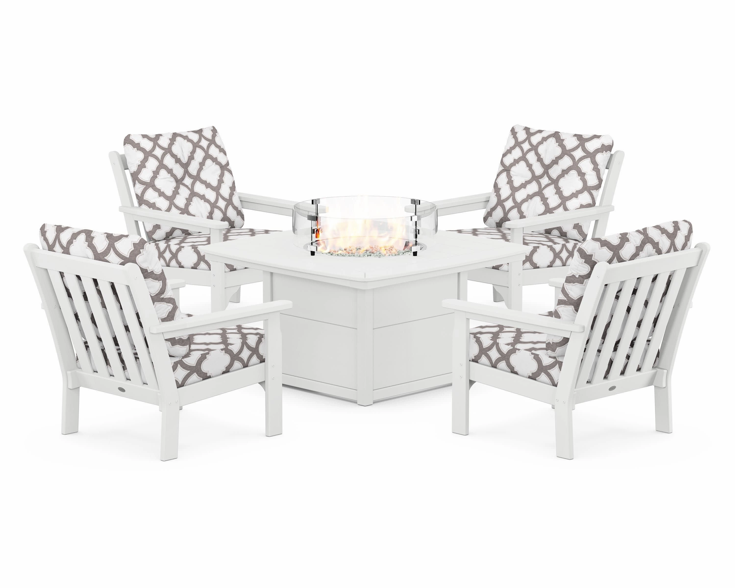 Vineyard 5-Piece Conversation Set with Fire Pit Table