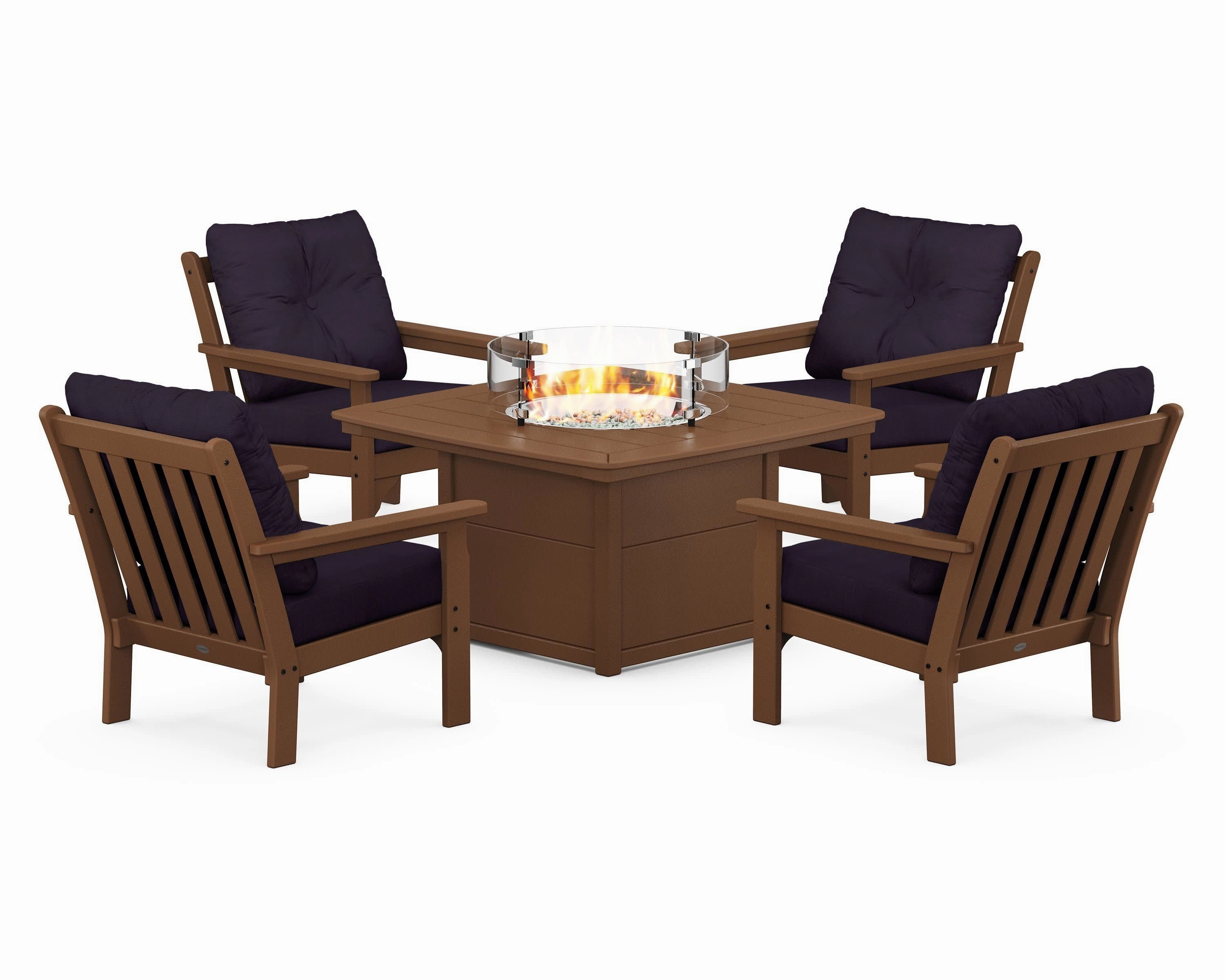 Vineyard 5-Piece Conversation Set with Fire Pit Table
