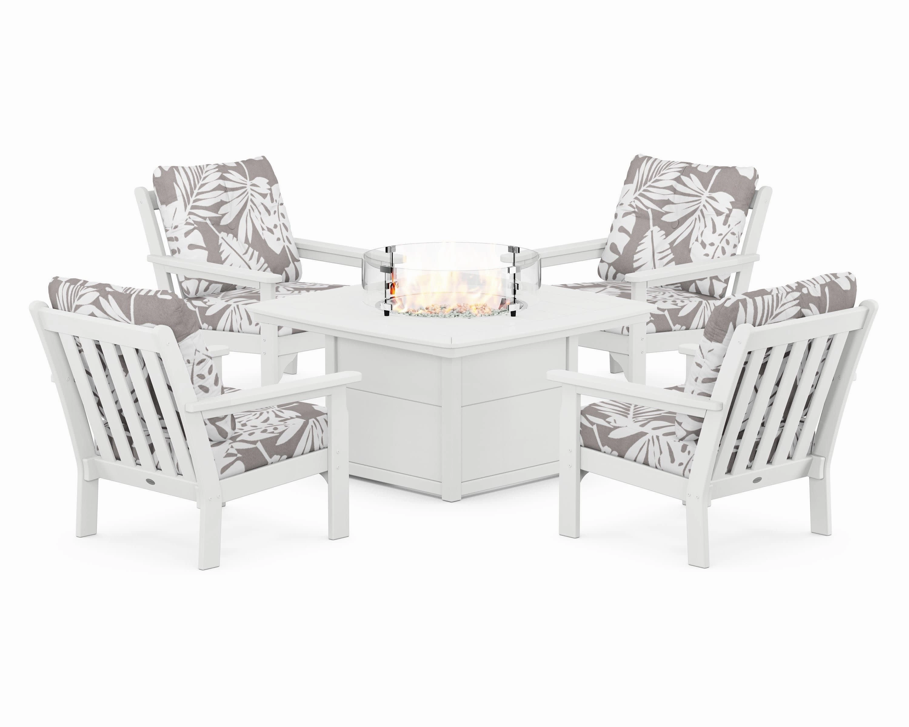 Vineyard 5-Piece Conversation Set with Fire Pit Table