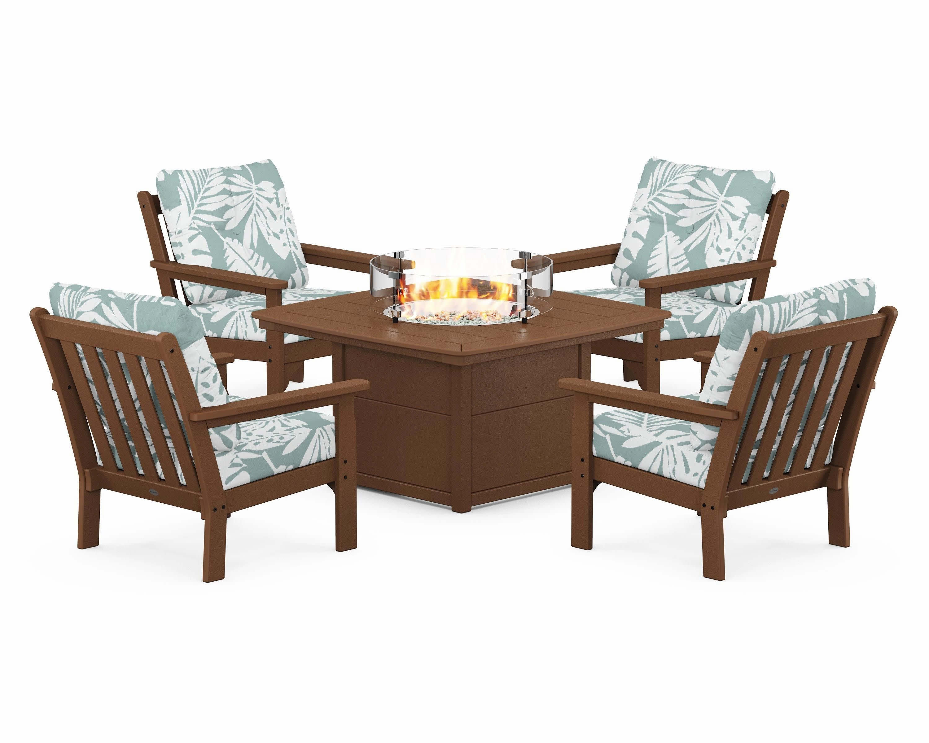 Vineyard 5-Piece Conversation Set with Fire Pit Table
