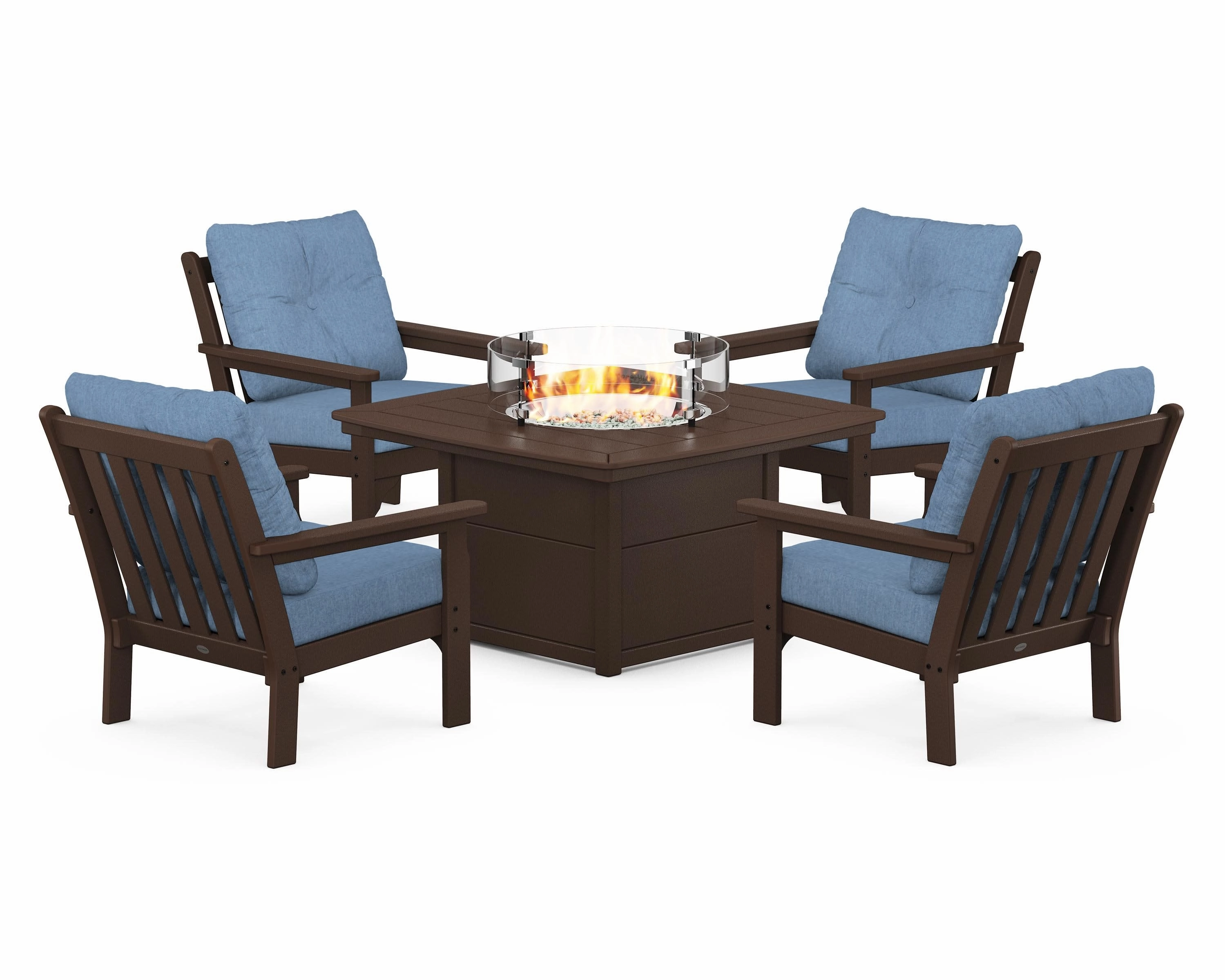 Vineyard 5-Piece Conversation Set with Fire Pit Table
