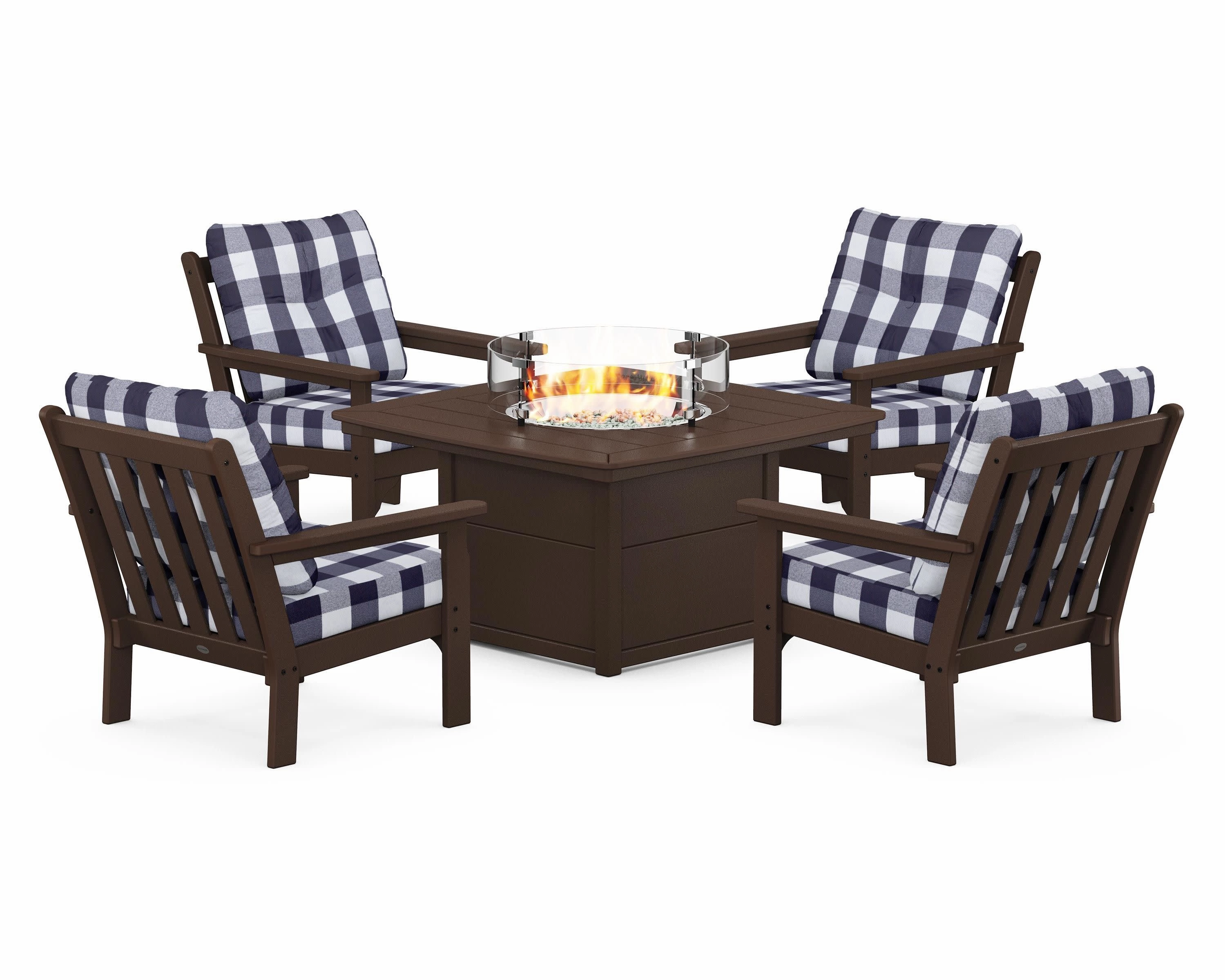 Vineyard 5-Piece Conversation Set with Fire Pit Table