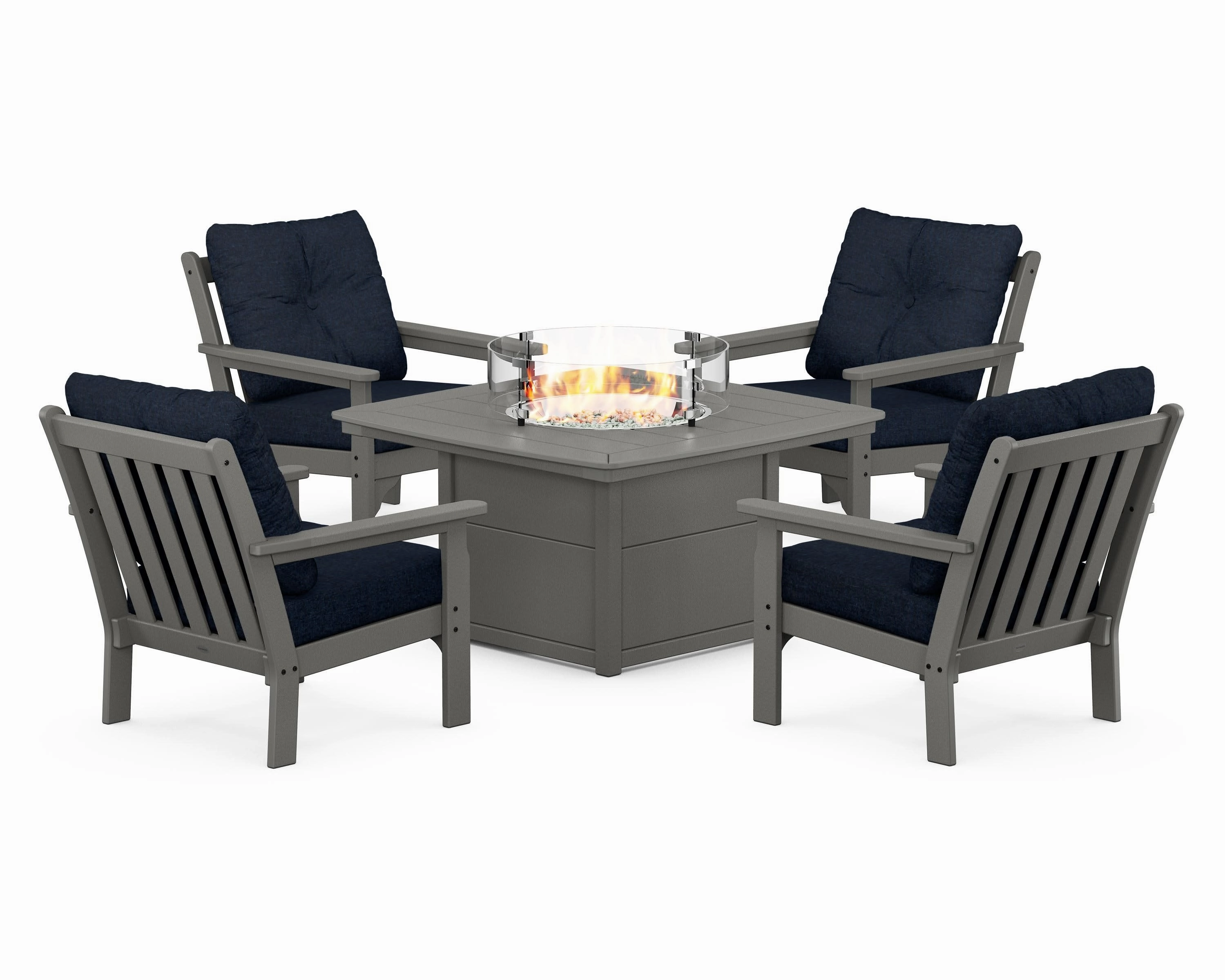 Vineyard 5-Piece Conversation Set with Fire Pit Table