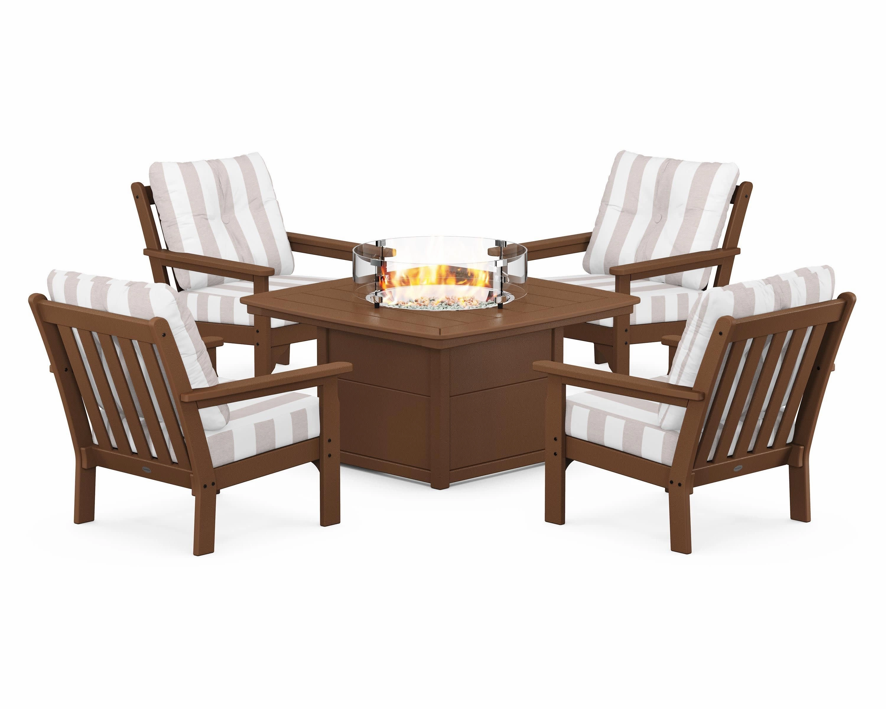 Vineyard 5-Piece Conversation Set with Fire Pit Table