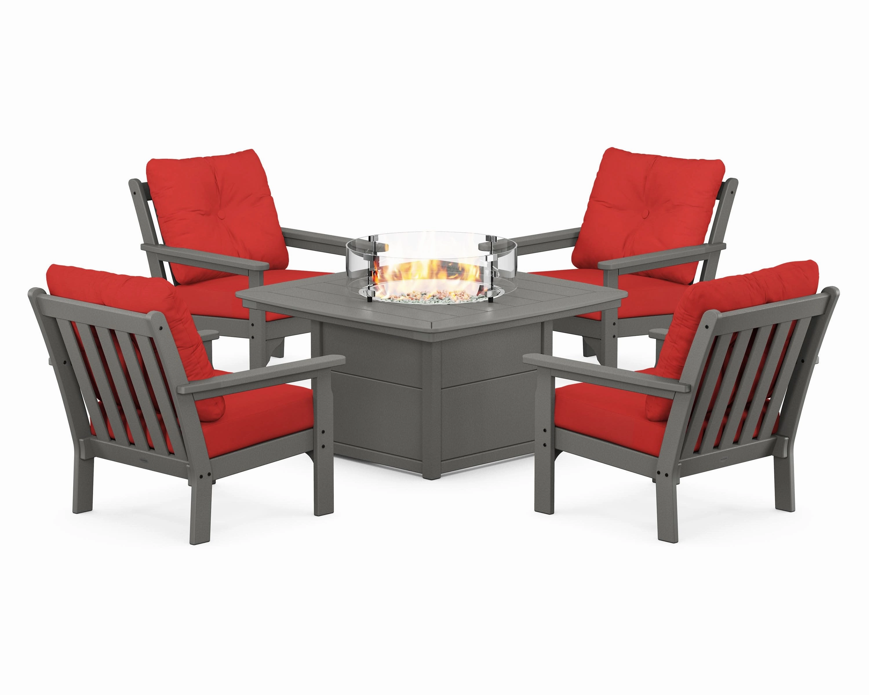 Vineyard 5-Piece Conversation Set with Fire Pit Table